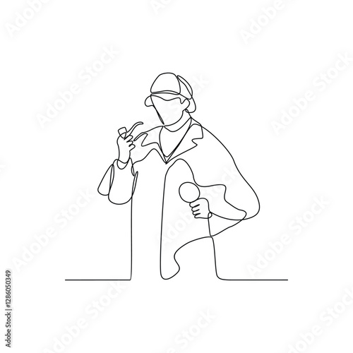 One continuous line drawing of a Detective is on duty vector design illustration. Detective occupation design illustration simple linear style vector concept. Detective illustration for your asset.