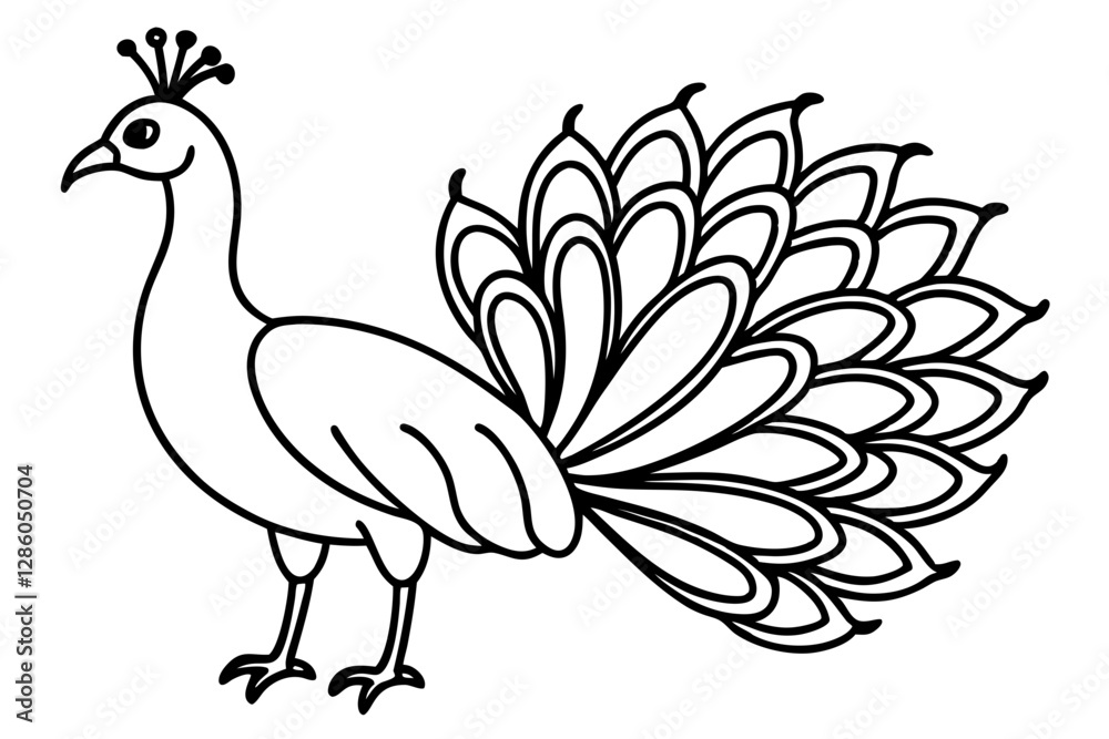 Obraz premium Minimalist Peacock Line Art