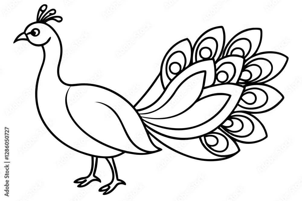 Fototapeta premium Minimalist Peacock Line Art