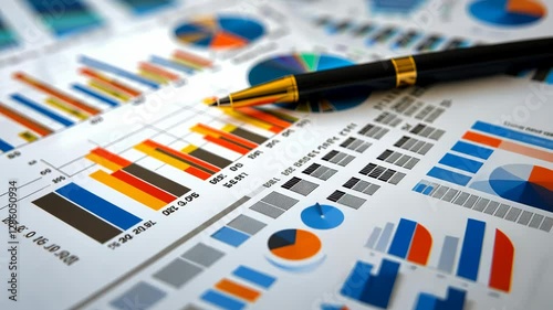 stock market graphs and pen business finance 