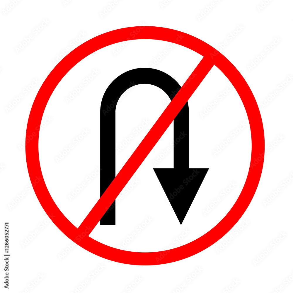 no u turn roadsign with blue and red no u turn roadsign with blue and red