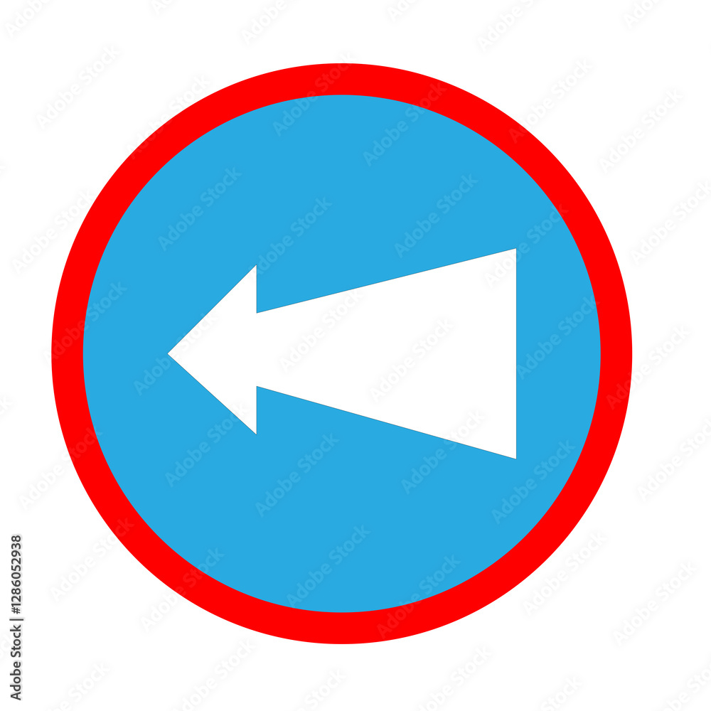 compulsory turn right roadsign with blue and red compulsory turn right roadsign with blue and red