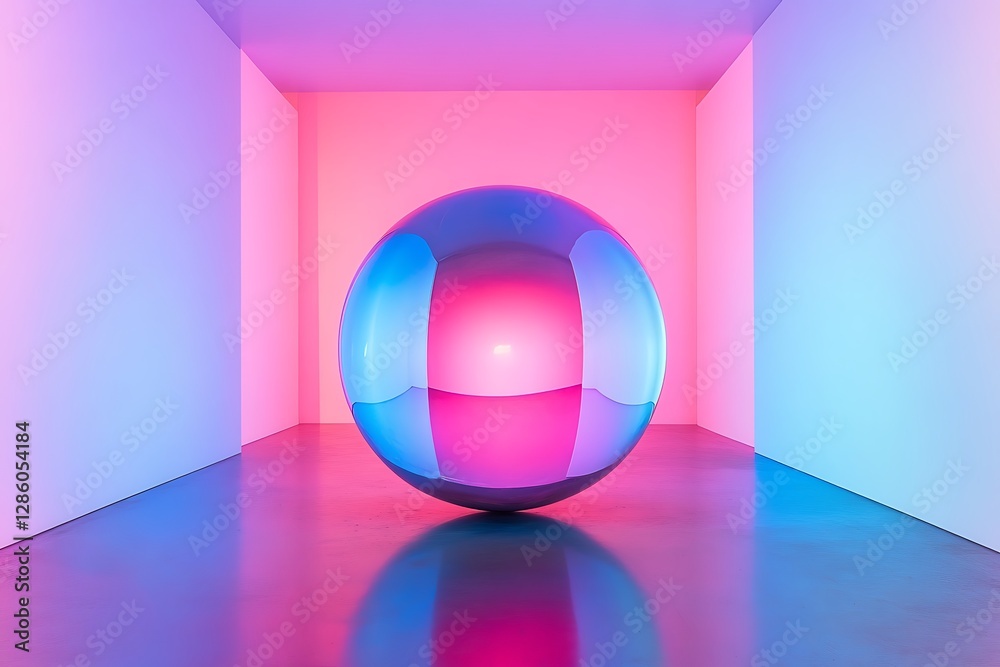 Obraz premium Vibrant Sphere in a Neon-Lit Art Installation