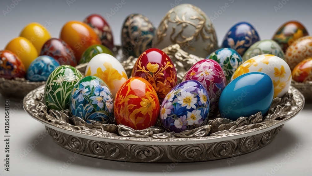 Fototapeta premium Colorful Easter eggs in an egg container