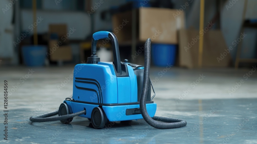 Fototapeta premium Commercial-grade electric drain cleaning machine with a long, coiled cable