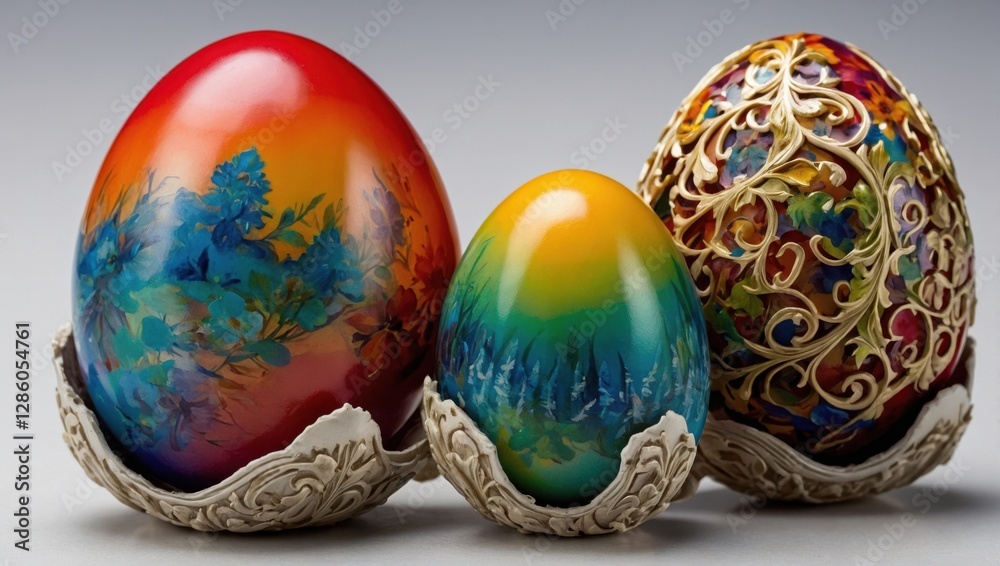 Fototapeta premium Colorful Easter eggs in an egg container