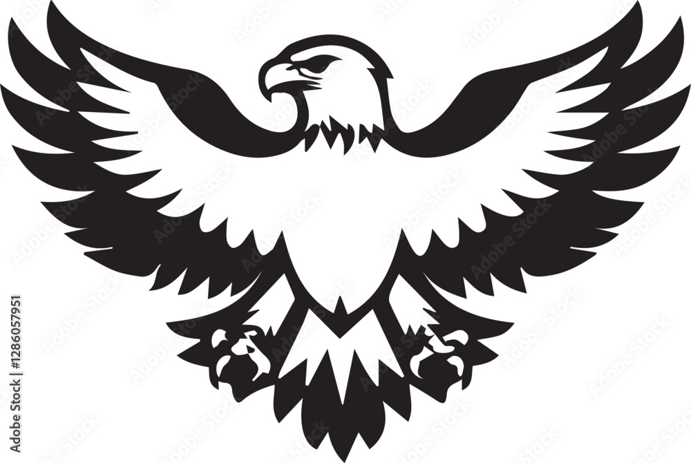 Fototapeta premium A black and white logo type eagle silhouette design - eagle icon design