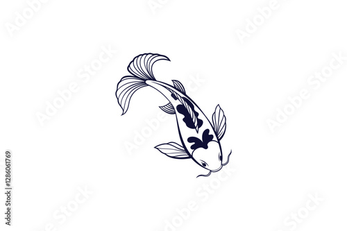 koi fish silhouette clip art vector illustration on a white background