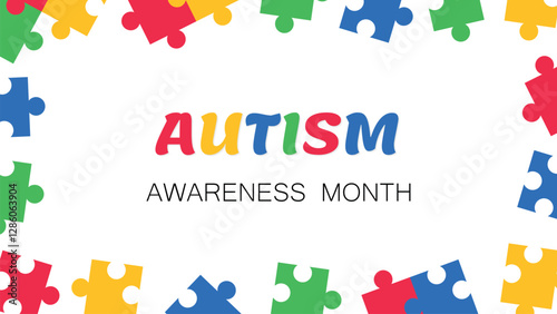 Autism spectrum disorder, ASD Awareness month, Mental developmental disabilities, psychology campaign, Healthcare and medicines, banner with puzzle pieces