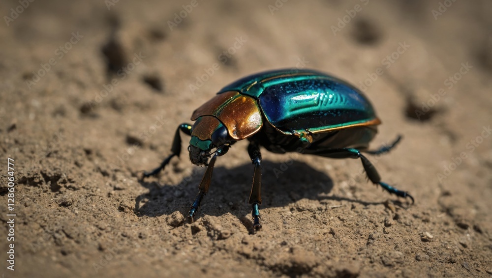 Naklejka premium A close-up of a colorful forest beetle