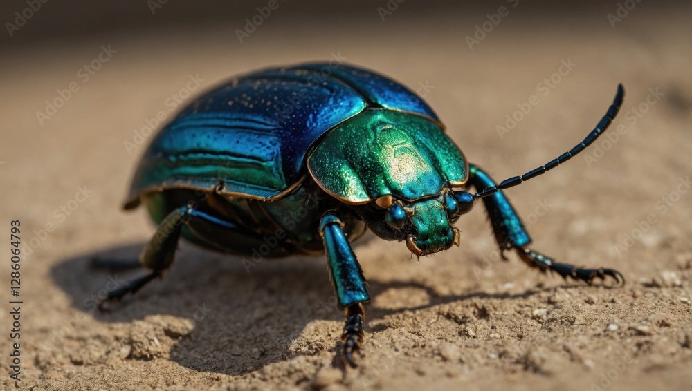 Naklejka premium A close-up of a colorful forest beetle