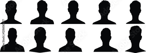 Minimalist human head silhouettes in vector design, ideal for profiles, avatars, diversity icons, and modern social media visuals