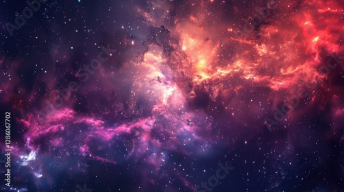 A mesmerizing galactic nebula with glowing cosmic clouds in deep space. sci-fi and astronomy visuals.