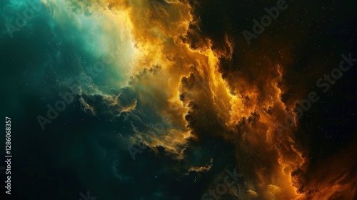 A mesmerizing galactic nebula with glowing cosmic clouds in deep space. sci-fi and astronomy visuals.