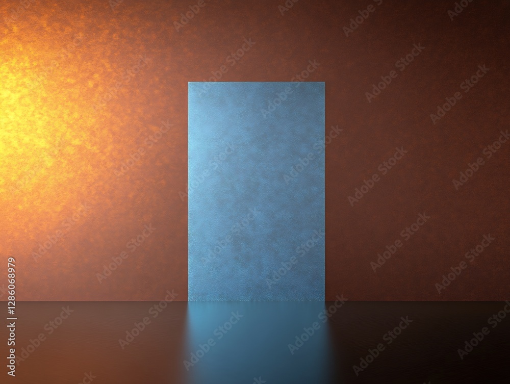 Fototapeta premium Open Doorway Glowing Blue Light Warm Wall. AI Generated