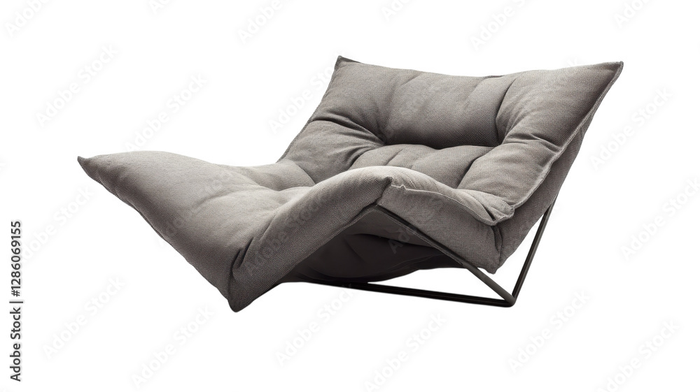 Modern gray lounge chair with minimalist design perfect for contemporary living spaces