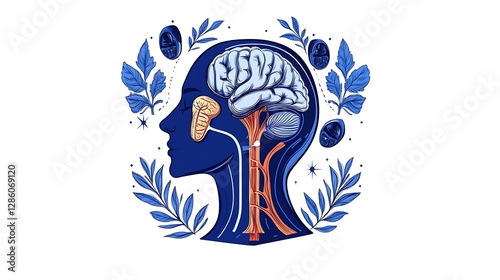 Blue Hues: A 3D Render of the Human Brain and Pituitary Gland AI Generated