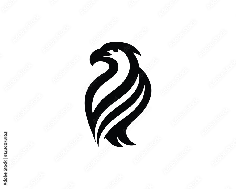 Obraz premium Silhouette Eagle bird logo design icon symbol vector illustration.