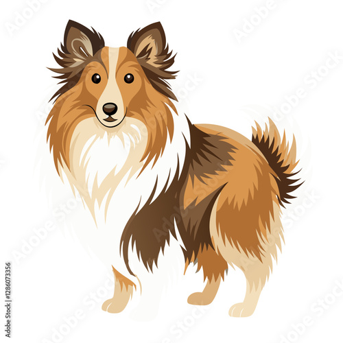 cartoon Shetland sheepdog on transparent background