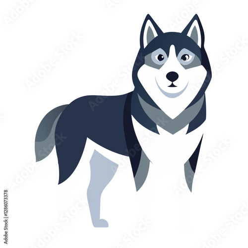 cartoon Siberian husky dog on transparent background