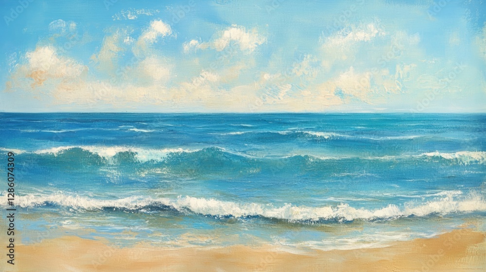 Panoramic ocean water view with calm waves Panoramic ocean water view with calm waves