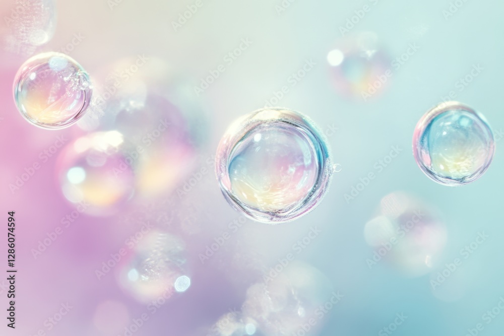 Delicate bubbles reflecting soft pastel hues create a whimsical atmosphere in a serene setting. Generative AI Delicate bubbles reflecting soft pastel hues create a whimsical atmosphere in a serene setting. Generative AI