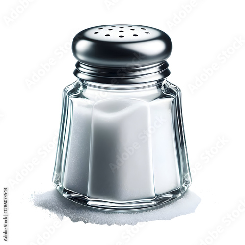 glass salt shaker isolated on white background