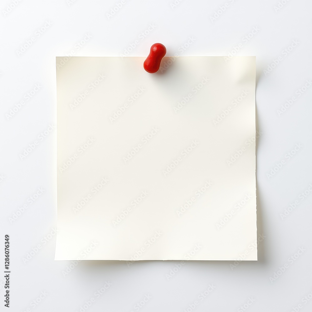 Note paper with a push pin, Reminder Note on white Background Note paper with a push pin, Reminder Note on white Background