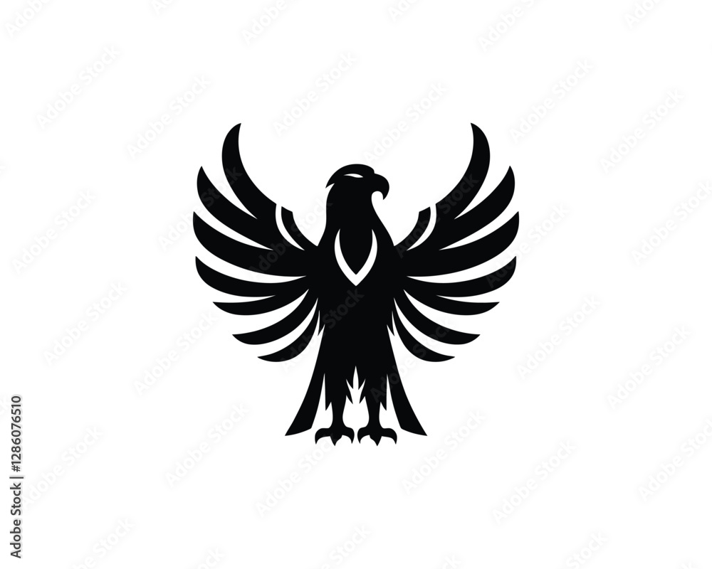 Obraz premium Silhouette Eagle bird logo design icon symbol vector illustration.