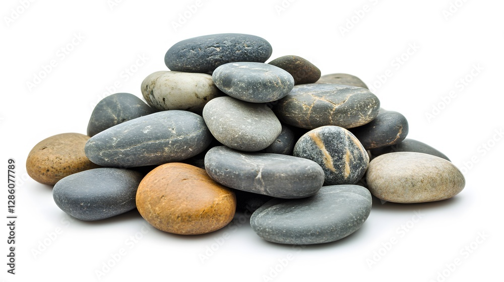 A pile of smooth pebbles, clean white background, transparent isolate A pile of smooth pebbles, clean white background, transparent isolate