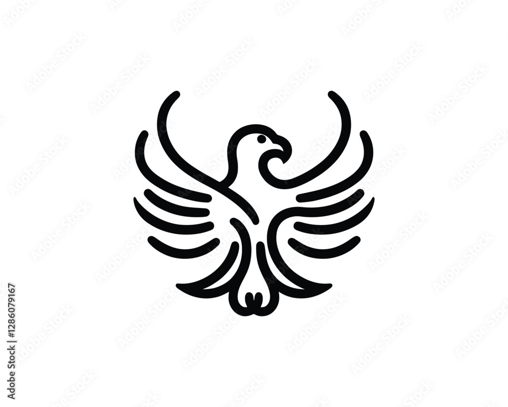 Obraz premium Silhouette Eagle bird logo design icon symbol vector illustration.