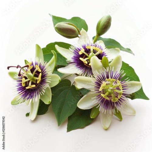 Sharp Picture of a Photo Passionflower, Isolated on a White Background