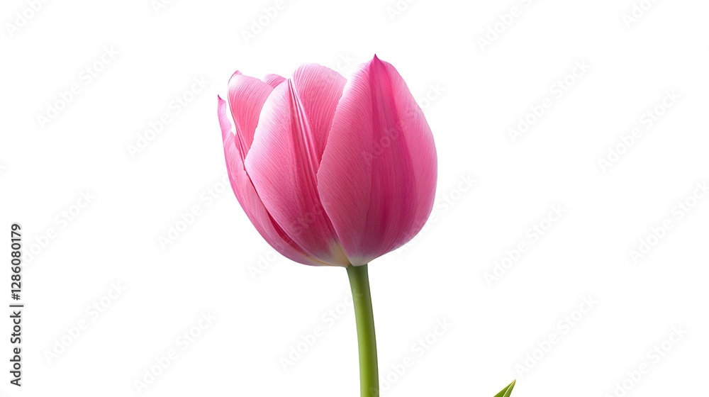 Naklejka premium A single pink tulip, clean white background, transparent isolate
