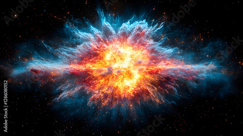 Wallpaper Mural Celestial Explosion: A breathtaking display of cosmic energy erupts in a vibrant explosion of color and light. Torontodigital.ca