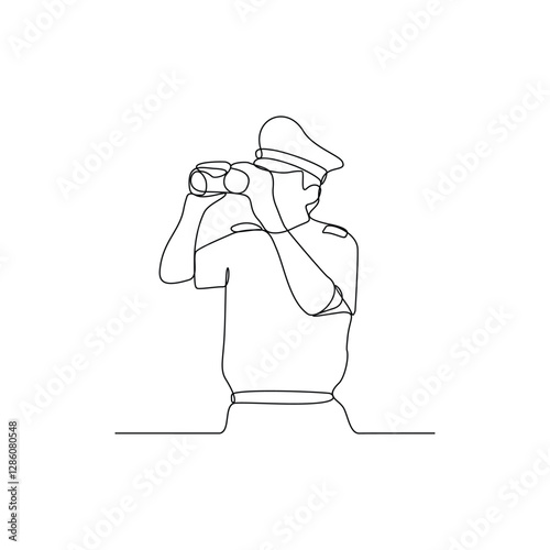 One continuous line drawing of a Ship Master is on duty vector design illustration. Ship Master design illustration simple linear style vector concept. Ship Master  illustration for your asset design.