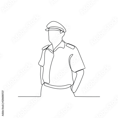 One continuous line drawing of a Ship Master is on duty vector design illustration. Ship Master design illustration simple linear style vector concept. Ship Master  illustration for your asset design.
