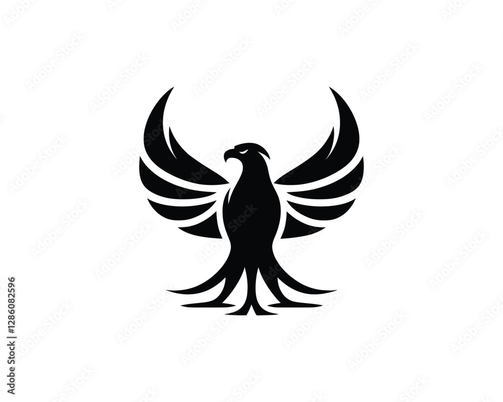 Obraz premium Silhouette Eagle bird logo design icon symbol vector illustration.