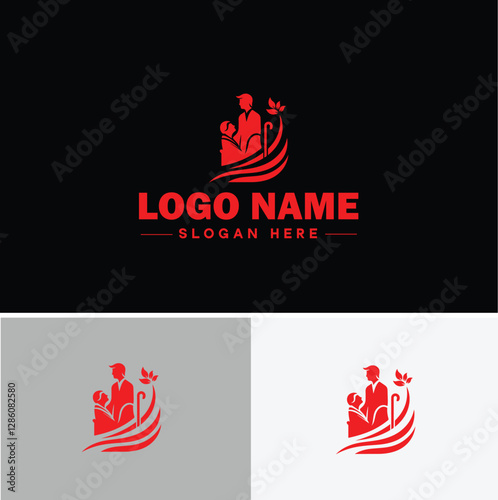 Senior Care icon Elderly care Geriatric care Senior assistance flat logo sign symbol editable vector