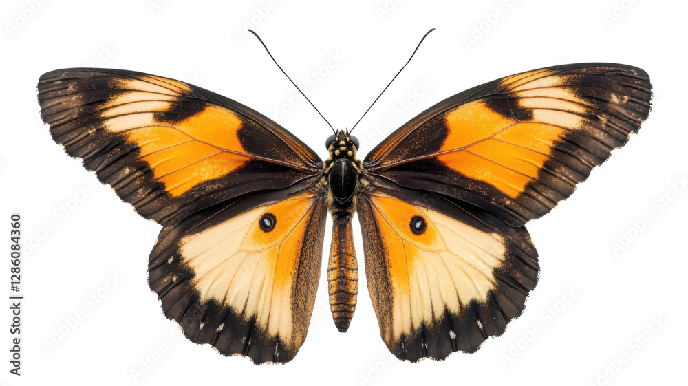 Fototapeta premium Stunning butterfly with vibrant orange and black wings displaying its breathtaking patterns in detail