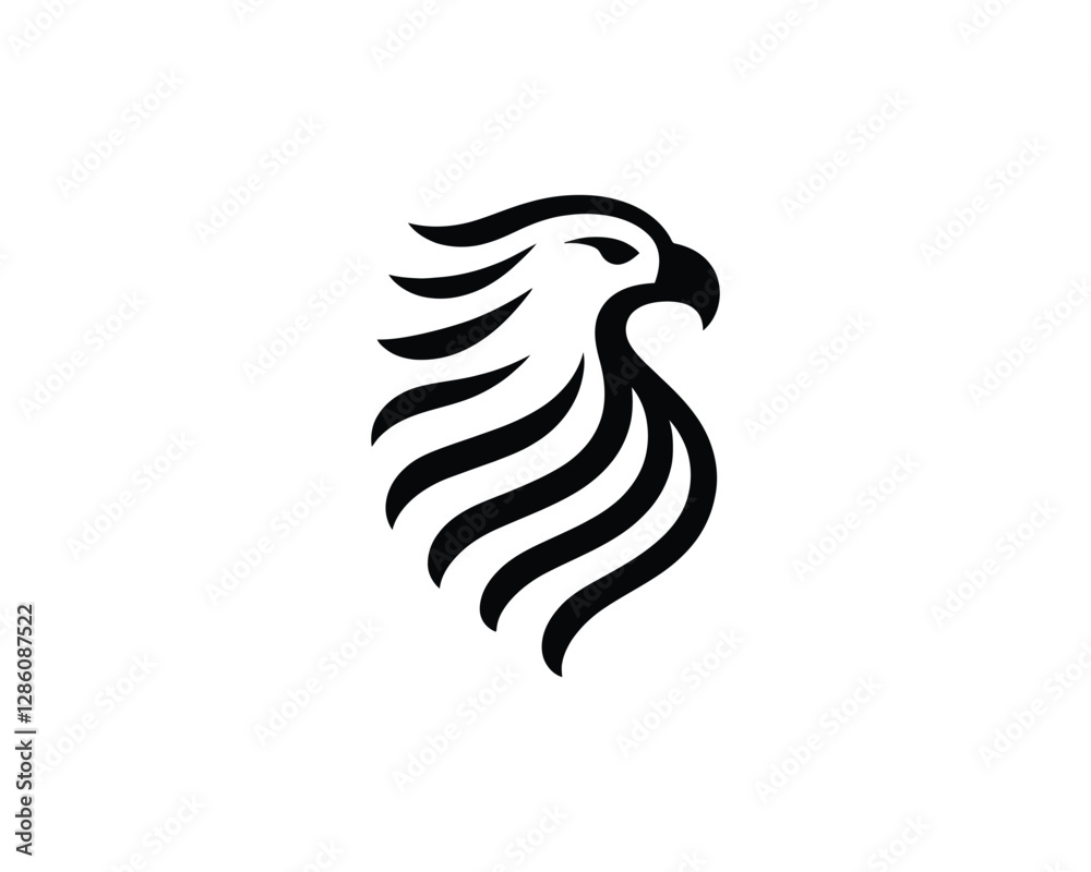 Obraz premium Silhouette Eagle bird logo design icon symbol vector illustration.