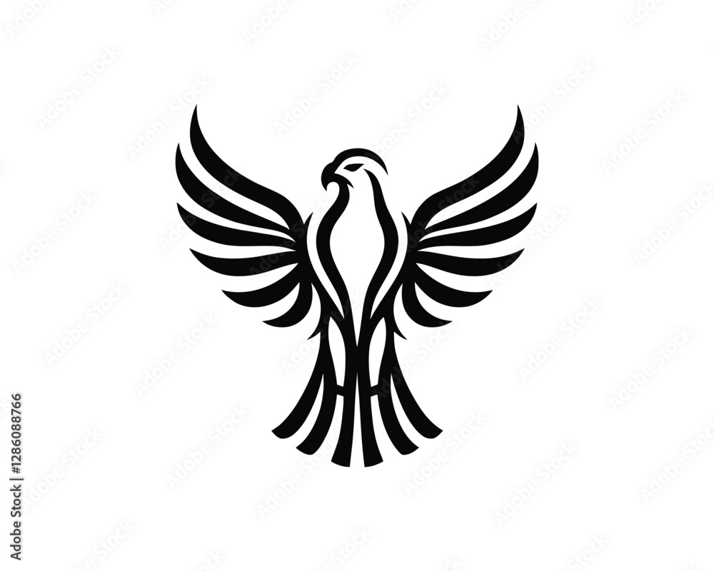 Fototapeta premium Silhouette Eagle bird logo design icon symbol vector illustration.