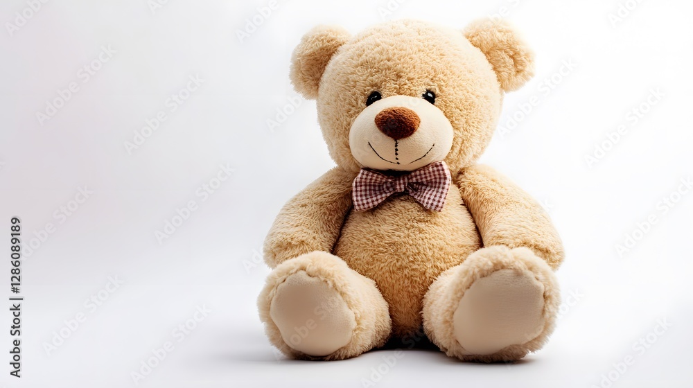 A soft teddy bear with a bowtie, clean white background, transparent isolate A soft teddy bear with a bowtie, clean white background, transparent isolate