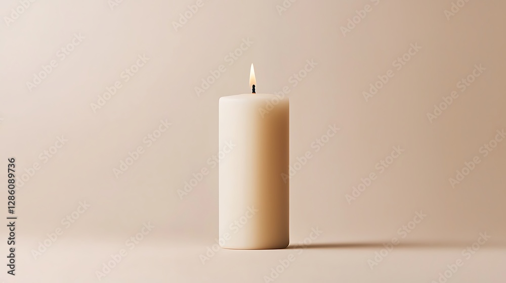 custom made wallpaper toronto digitalMinimalist White Candle on Soft Beige Background for Relaxation and Meditation Atmosphere
