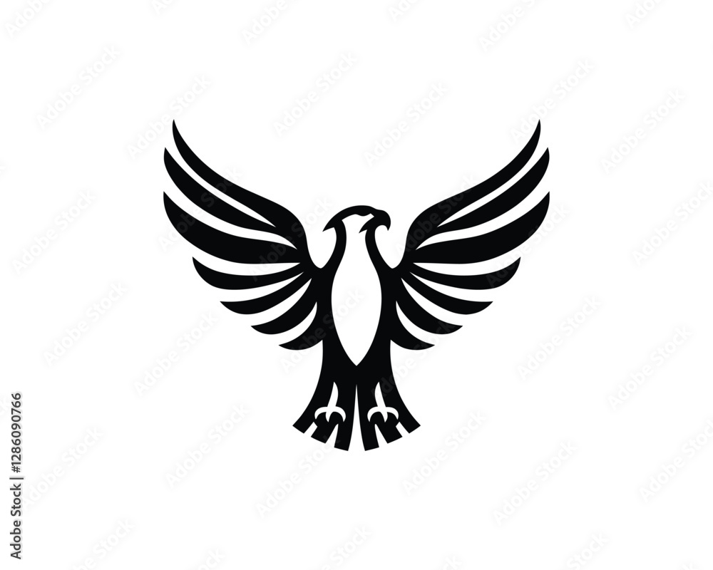 Obraz premium Silhouette Eagle logo design icon symbol vector illustration.