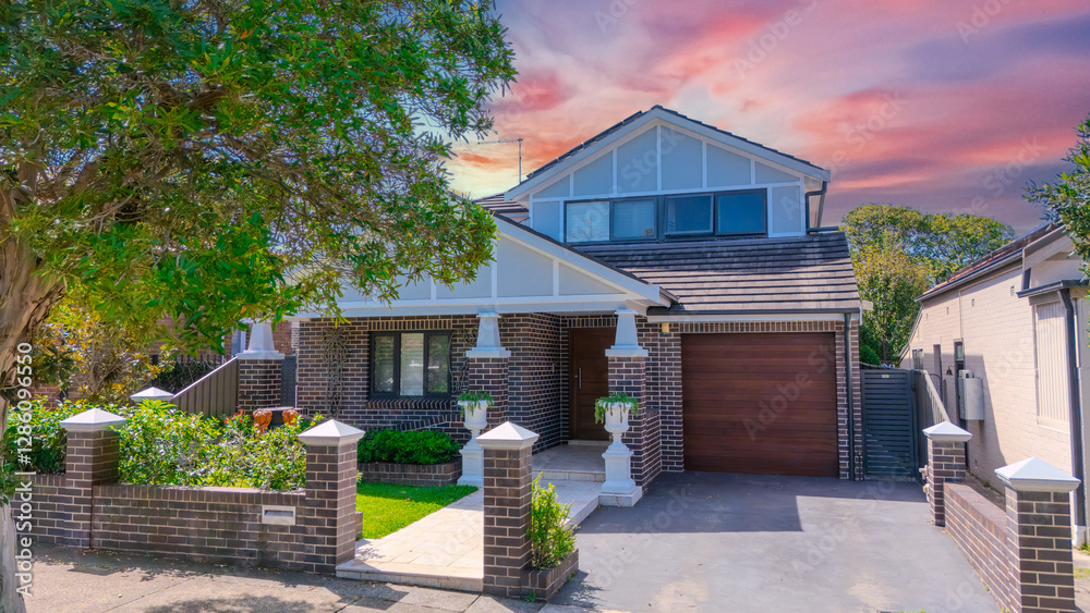 Drone View of an inner western Sydney Suburban residential Brick house in Sydney NSW Australia Drone View of an inner western Sydney Suburban residential Brick house in Sydney NSW Australia