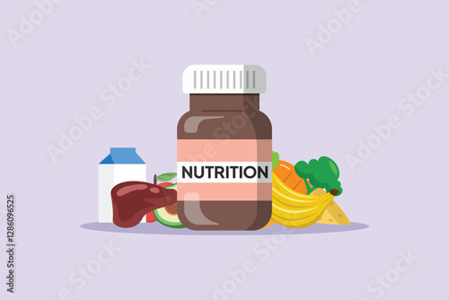 Nutrition concept. Colored flat vector illustration isolated
