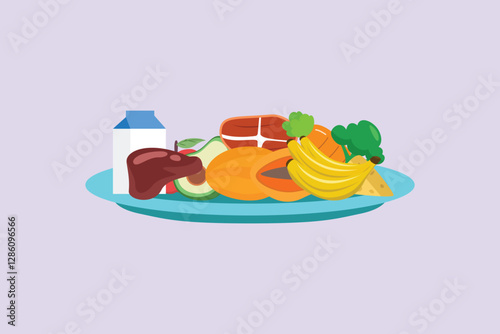 Nutrition concept. Colored flat vector illustration isolated
