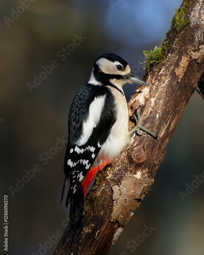 Woodpecker Pecking on a Dry Tree Branch