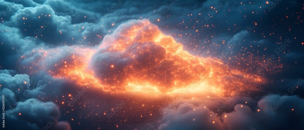 Fototapeta premium Dynamic cloud computing security encrypted data visualization in a digital environment