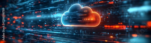 Security breach alert cloud computing system digital workspace cybersecurity threats virtual environment high-tech viewpoint